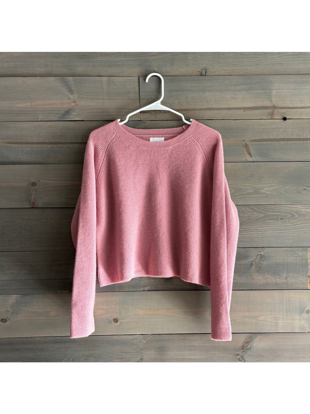 SABLYN | Pink Ribbed Cashmere Cropped Sweater Sz S